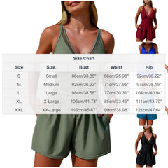 Swim Romper for Women Summer Vacation One Piece Swimsuit with Shorts and Pockets Slimming V Neck Bathing Suit