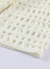 Ocevara Ocevara - White Mesh Knitted Long Sleeve Hollow Sun-proof Round Neck Cover Up - image 10