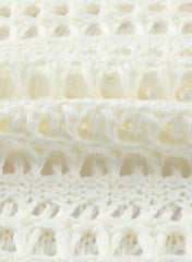 Ocevara Ocevara - White Mesh Knitted Long Sleeve Hollow Sun-proof Round Neck Cover Up - image 6