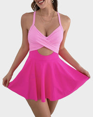 Ocevara Ocevara - V-Neck Cutout One-Piece Swimdress with Tummy Control - image 1