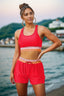 Sherbet Cut Back Crop Sporty Bikini Top And High-Waist Boy Shorts