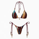 Beaded Tie-Dye Triangle Bikini Set