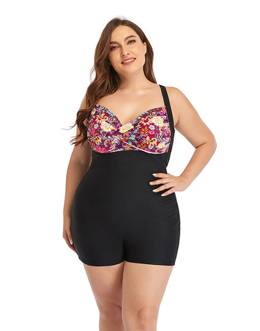 Floral Plus Size One-Piece Swimsuit