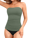 Ocevara - Women's Bandeau Bikini Swimsuits 2 Piece Strapless Tummy Control Bathing Suit