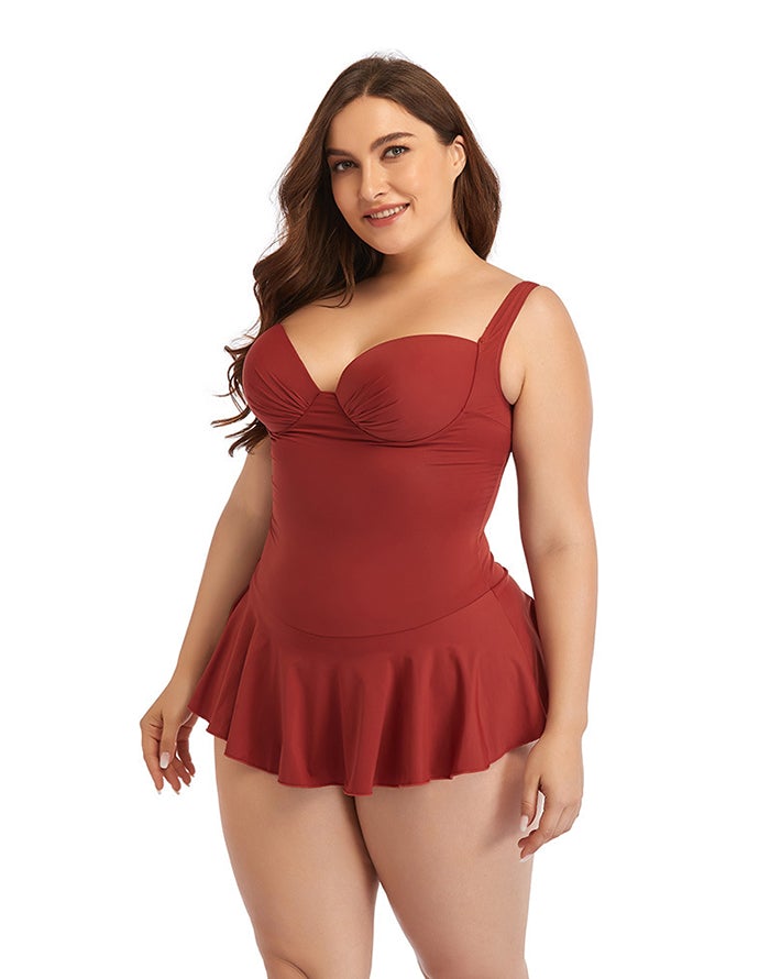 New Sweetheart Neckline Underwire One-Piece Swimsuit