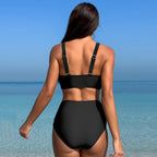 Women Sexy High Waist Bikini Sets Mesh Tummy Control 2 Piece Swimsuits