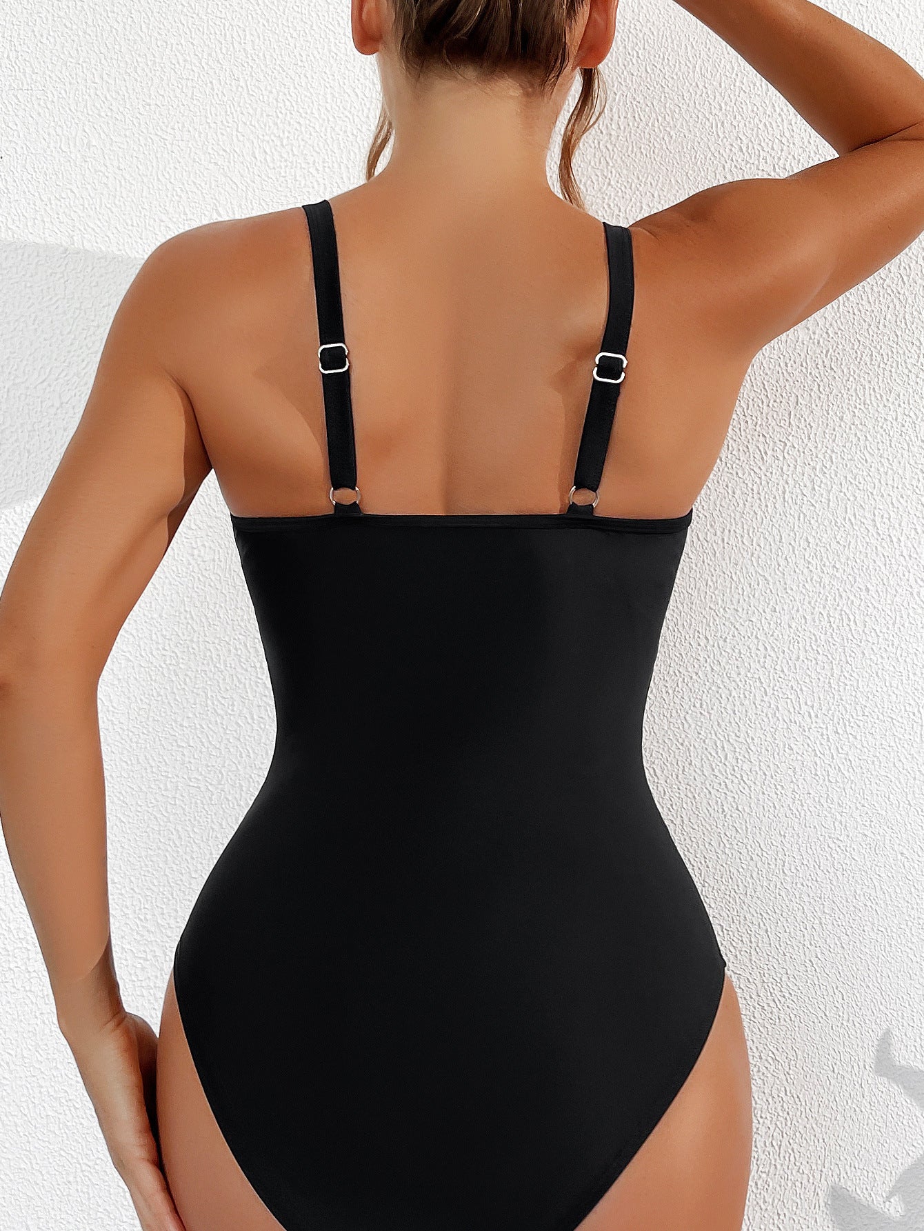 Ocevara - Women Plus Size One Piece Swimsuit V Neck Mesh Sheer Tummy Control Bathing Suit