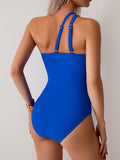 Ocevara - Women's One Piece Swimsuits Tummy Control Mesh Patchwork Bathing Suit One Shoulder Adjustable Straps