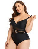 Black Sweetheart Neckline Hollow One-Piece Swimsuit