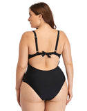 Black Sweetheart Neckline Hollow One-Piece Swimsuit