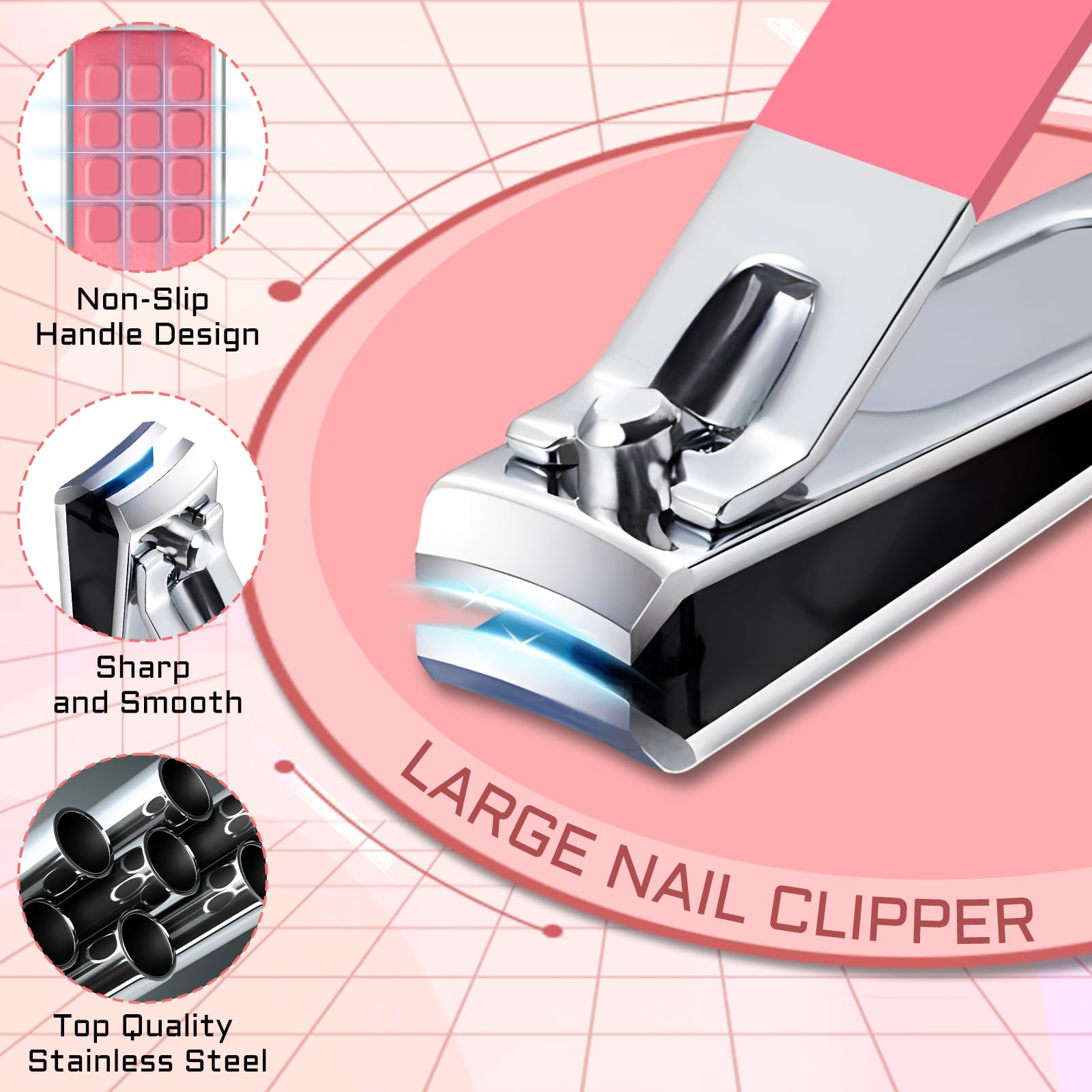 Manicure Pedicure Set, 12 Pcs Nail Care Kit for Women, Mens Nail Grooming Kit, Manicure & Pedicure Tools & Accessories, Pink Nail Kit Manicure Set Luxury Leather Case for Home Salon Use