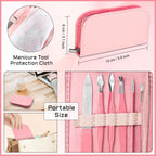 Manicure Pedicure Set, 12 Pcs Nail Care Kit for Women, Mens Nail Grooming Kit, Manicure & Pedicure Tools & Accessories, Pink Nail Kit Manicure Set Luxury Leather Case for Home Salon Use