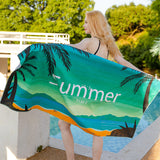 Double-sided velvet beach towel for seaside swimming, water-absorbent, non-sand, breathable, skin-friendly, quick-drying bath towel