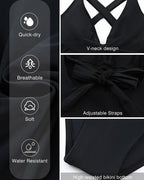 Ocevara - Deep V Cross-Back Ruched One-Piece Swimsuit