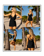 Ocevara - Deep V Cross-Back Ruched One-Piece Swimsuit