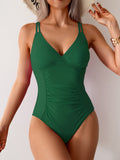 Ocevara - Women's One Piece Swimsuit Tummy Control Bathing Suit Plunge V Neck Swimwear