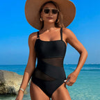 One Piece Swimsuit Women Monokini Tummy Control High Waisted Bathing Suit Solid Cutout Slimming Swimwear