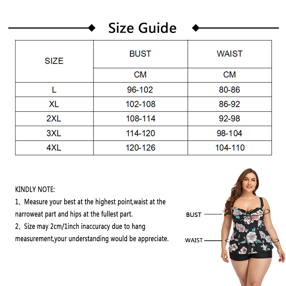 Printed Camisole Plus Size Tankini Swimsuit