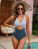 Ocevara - Womens One Piece Swimsuits Push Up Tummy Control Bathing Suits V Neck Cutout Modest Swimwear
