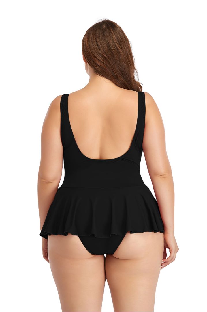 Black Sweetheart Neckline Underwire Skirt One-Piece Swimsuit Secondary image