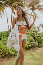 Multi-Colored Pixel Color block Bikini