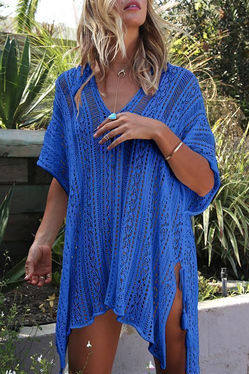 Ocevara Ocevara - See-Through Crochet Hollow Irregular Cover Up - image 4