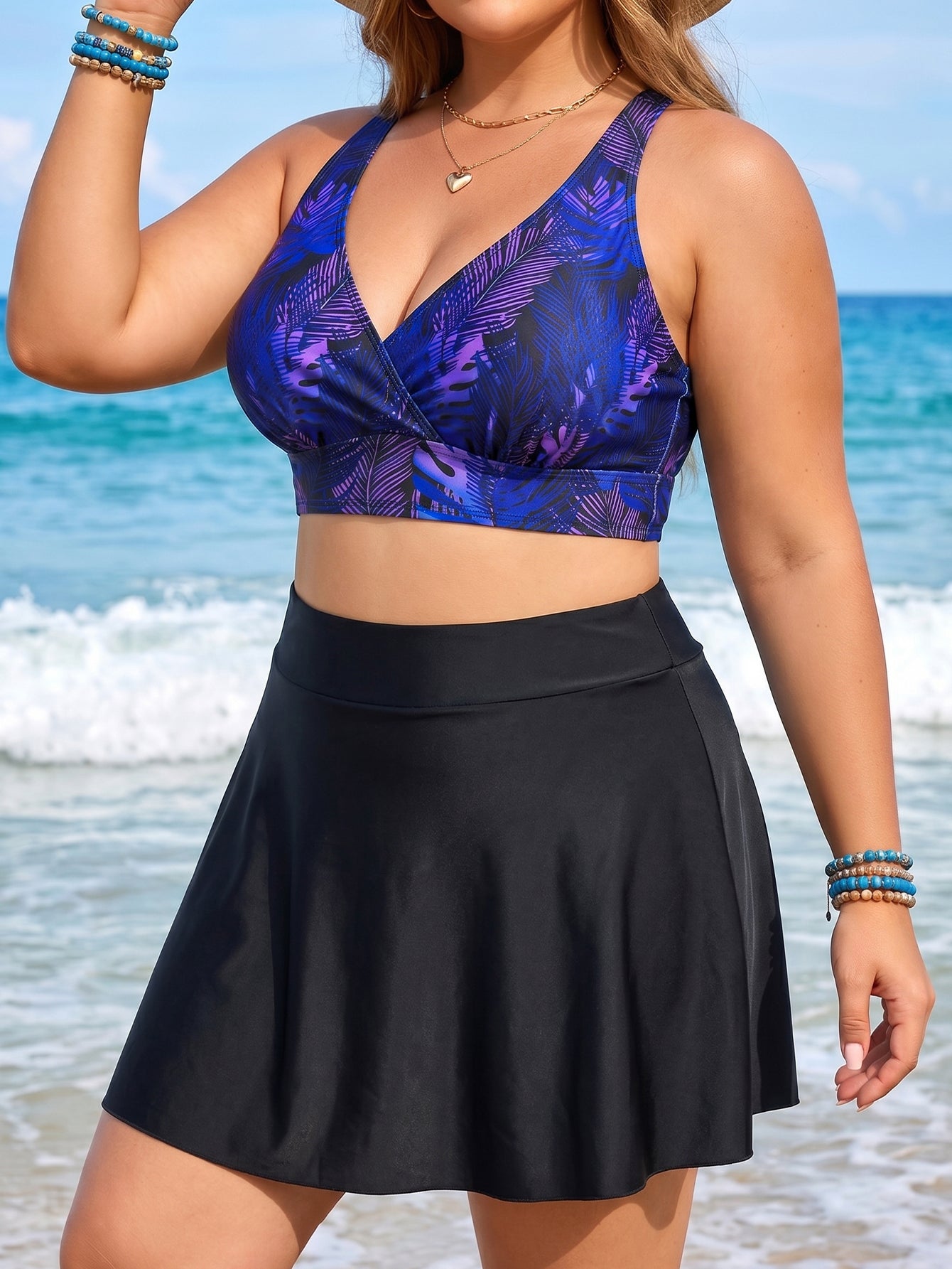 Lace Bikini Top With Skirted Bottom