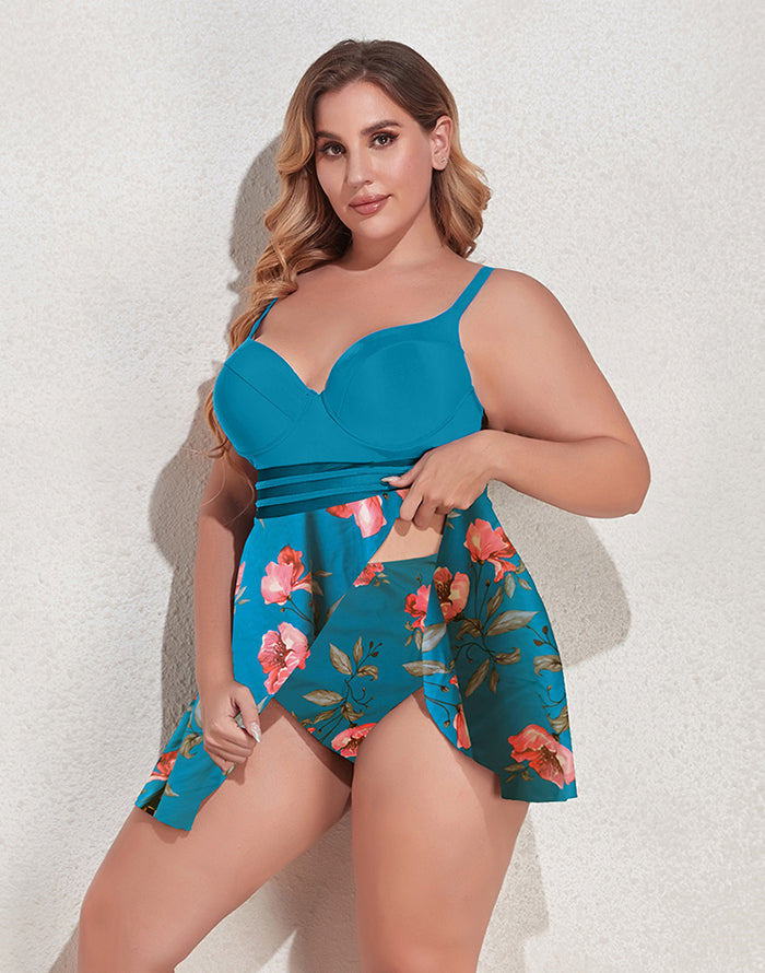 Ocevara Multicolor Camisole Plus Size Swimdress Tankini Swimsuit - image 9