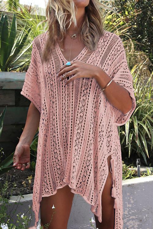 Ocevara Ocevara - See-Through Crochet Hollow Irregular Cover Up - image 3