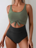 Ocevara - Women's One Piece Swimsuit Tummy Control Slimming Bathing Suit Cutout Tie Knot Swimwear