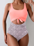 Ocevara - Women's One Piece Swimsuit Tummy Control Slimming Bathing Suit Cutout Tie Knot Swimwear