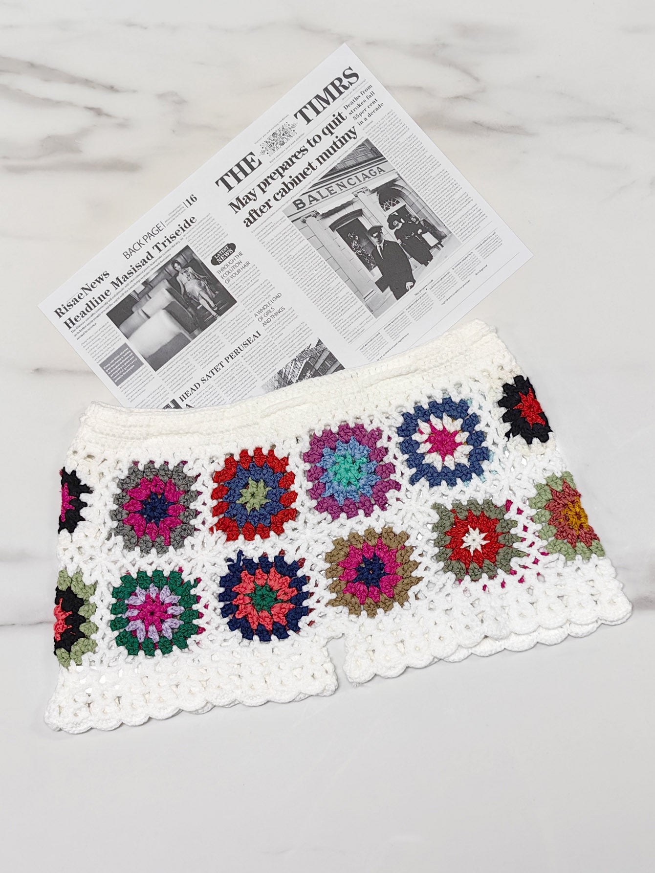 Crochet Granny Square Beach Shorts