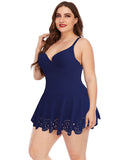 Dark Blue Sweetheart Neck Underwire Cutout One-Piece Swimsuit