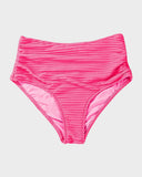 Ocevara - Textured Knot-Front High-Waisted Bikini Set