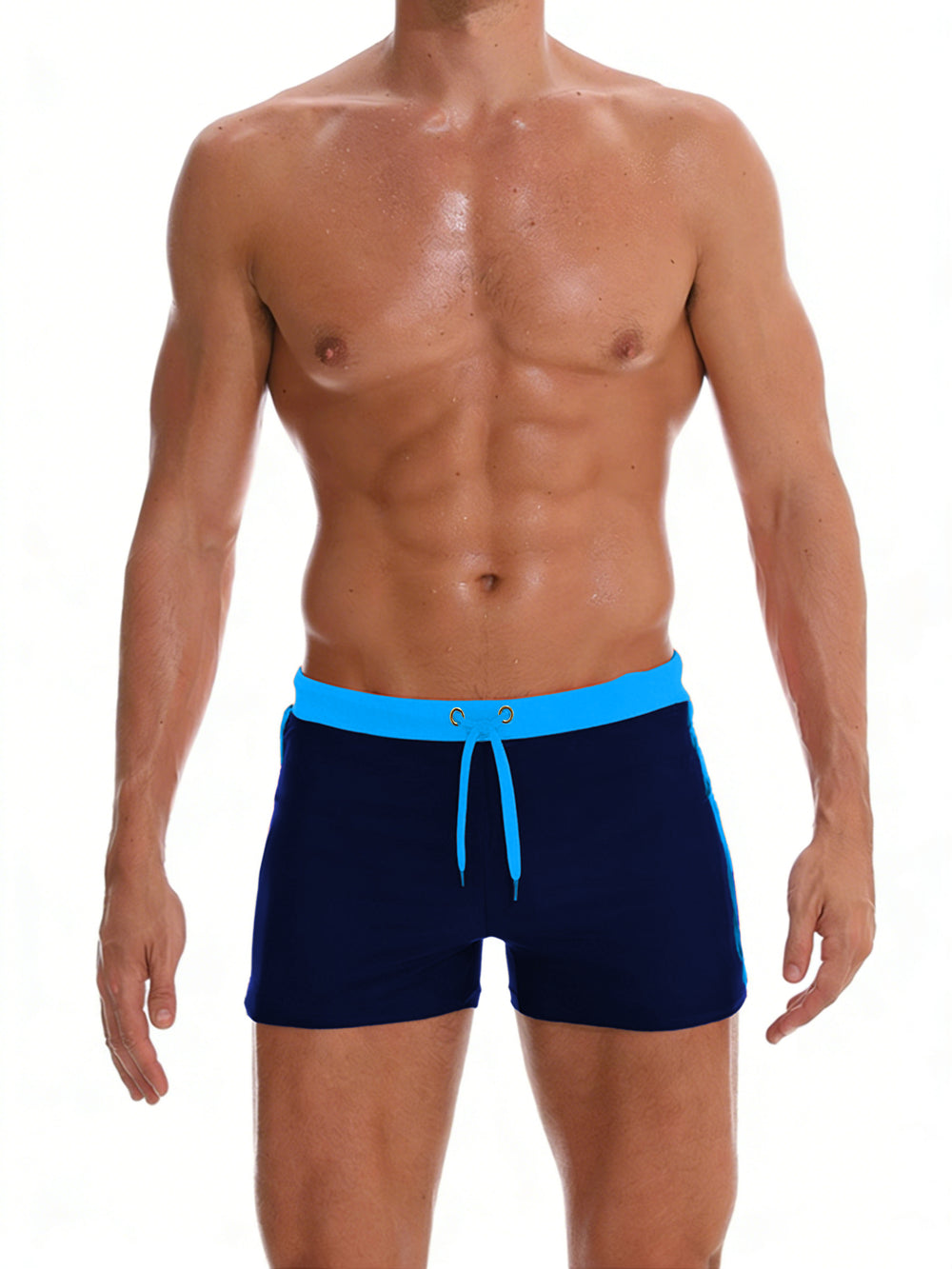 Men's Slim Fit Drawstring Square-Leg Swim Trunks