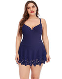 Dark Blue Sweetheart Neck Underwire Cutout One-Piece Swimsuit