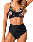 Ocevara - Women High Waisted Bikini Set Two Piece Swimsuits Push up Wrap Swim Suits Top Tummy Control Bathing Suit