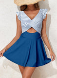 Ocevara - Women's One Piece Swimsuit Ruffle Cutout Swimdress Tummy Control V Neck Wrap Swimwear