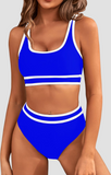 Ocevara - Women's High Waisted Bikini Sets Sporty Two Piece Swimsuits Color Block Cheeky High Cut Bathing Suits