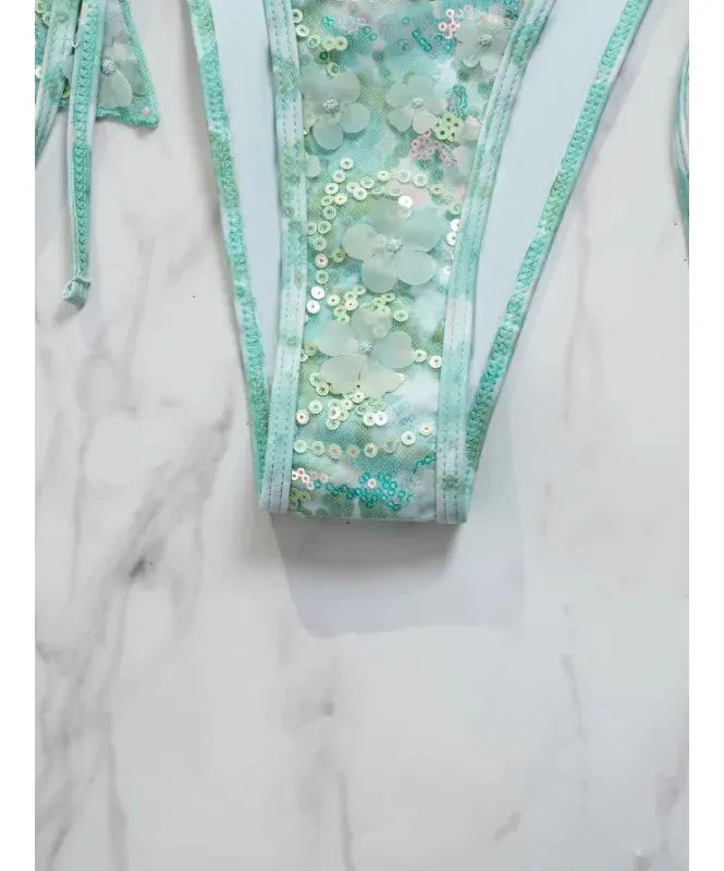 Floral Print Halter Bikini Set