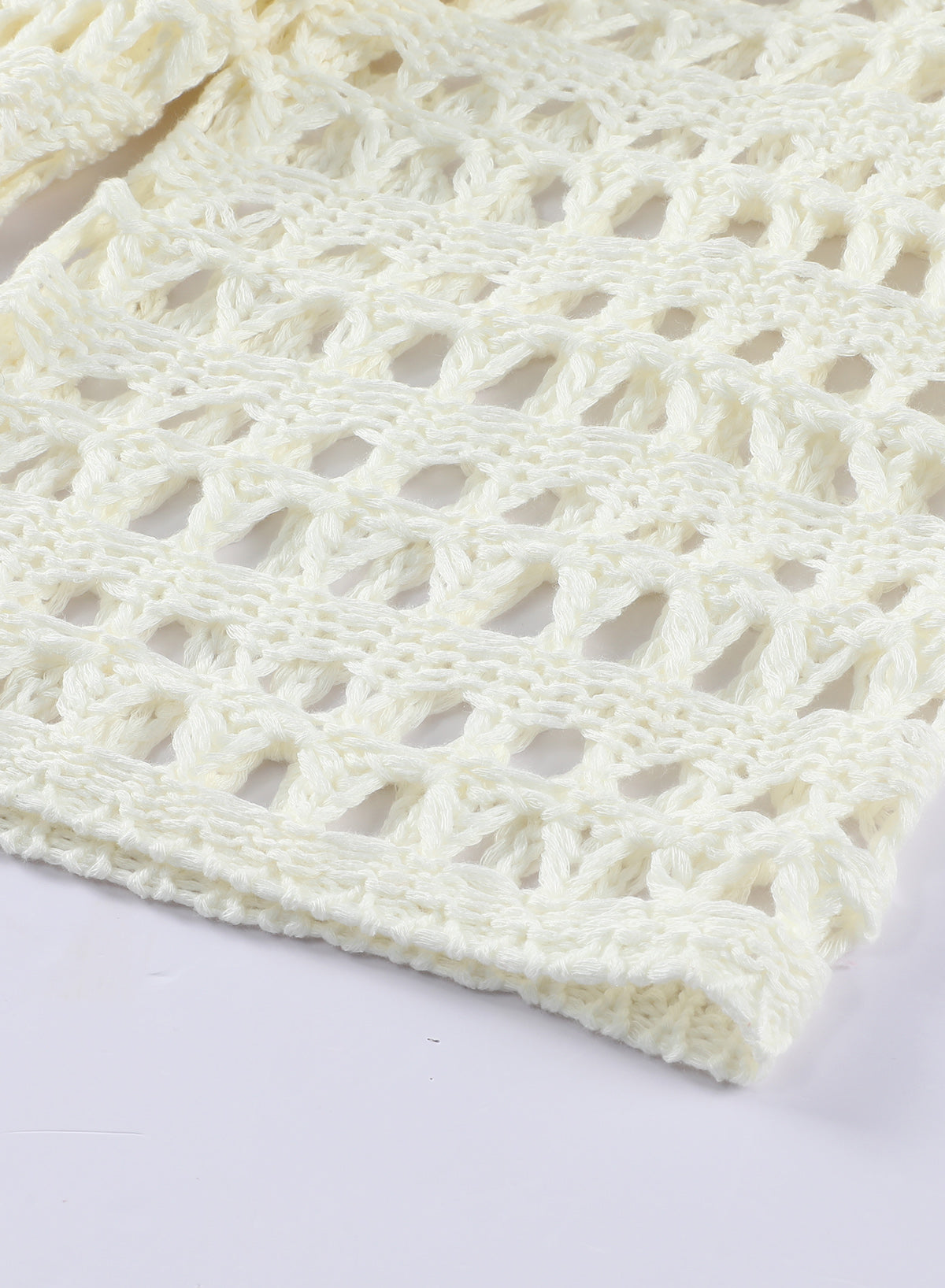 Ocevara Ocevara - White Mesh Knitted Long Sleeve Hollow Sun-proof Round Neck Cover Up - image 10