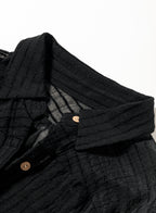 Ocevara - Black Solid Color Tie Sun-proof Belt Sexy V Neck Cover Up