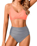 Ocevara - Women High Waisted Bikini Set Two Piece Swimsuits Push up Wrap Swim Suits Top Tummy Control Bathing Suit