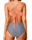 Ocevara - Women High Waisted Bikini Set Two Piece Swimsuits Push up Wrap Swim Suits Top Tummy Control Bathing Suit