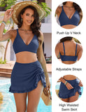 Ocevara - Women's High Waisted Bikini Sets Tummy Control Swim Skirt Two Piece Swim Suit