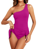 Ocevara - Women One Piece Swim Dress One Shoulder Swimsuit with Skirt
