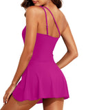 Ocevara - Women One Piece Swim Dress One Shoulder Swimsuit with Skirt