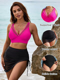 Ocevara - Womens Swim Skirt High Waisted Bikini Sets Tummy Control Swimsuits Mesh Sarong Wraps Bathing Suits