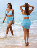Ocevara - Womens Swim Skirt High Waisted Bikini Sets Tummy Control Swimsuits Mesh Sarong Wraps Bathing Suits