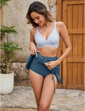 Ocevara - Women's High Waisted Bikini Sets Tummy Control Swim Skirt Two Piece Swim Suit